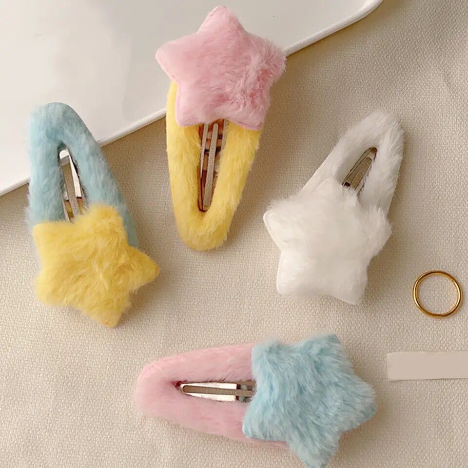 1 Pcs Sweet Cute Plush Star Hair Clip(Random Colour)