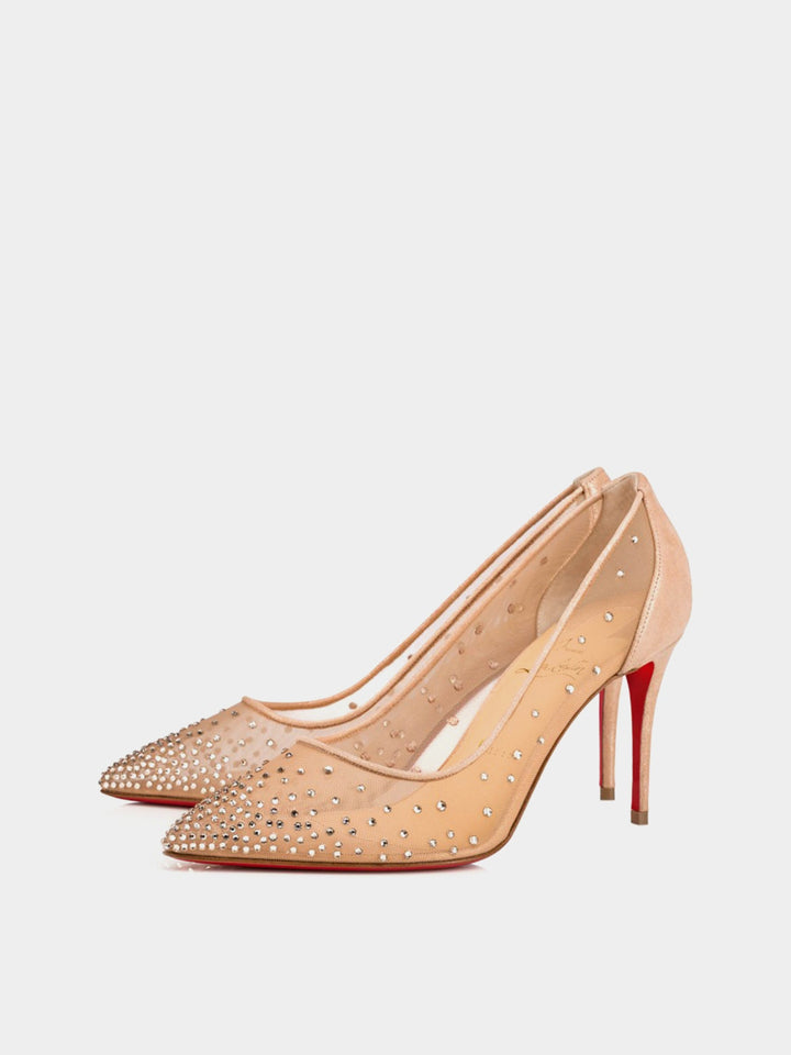 Christian Louboutin Follies Strass 85mm Heels Pumps - Version Light Silk