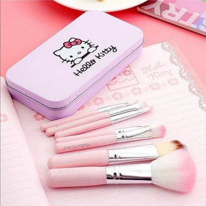 (3 In 1)Beauty Deal😳 Nail Polishing Buffer With Chubby Foundation Brush And (7pcs) Hello Kitty Makeup Brushes