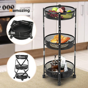 3-Tier Foldable Storage Trolley Rack