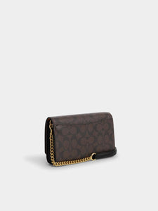 Coach Flap Clutch Crossbody In Signature Canvas - Signature Canvas / Gold / Brown Black