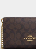 Coach Flap Clutch Crossbody In Signature Canvas - Signature Canvas / Gold / Brown Black