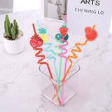 4 Pcs Colorful Cartoon Art Drinking Plastic Fruit Straws(Random Design)