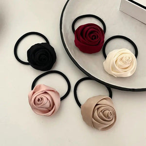 1Pcs French Style Satin Vintage Rose Flower Headbands(Random Colour)