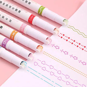 6Pcs Multi-Shaped Highlighting Roller Pens