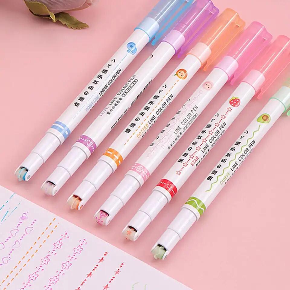 6Pcs Multi-Shaped Highlighting Roller Pens