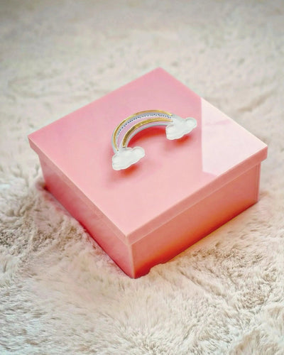 Pink Rainbow Gift Box for Baby & Birthday Announcements | Customizable Acrylic Boxes & Giveaways