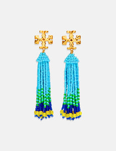 Tory Burch Roxanne Beaded Tassel Clip-on Earrings