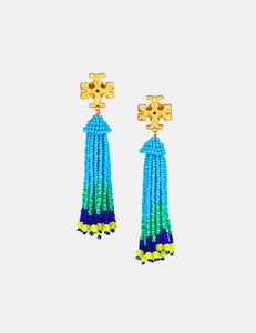 Tory Burch Roxanne Beaded Tassel Clip-on Earrings