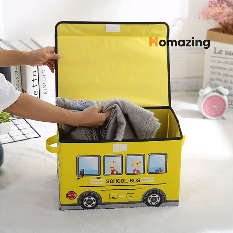 Foldable Bus Storage Box With Lid