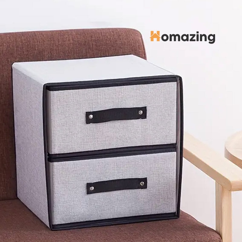 2 Drawer Fabric Storage Box Organizer