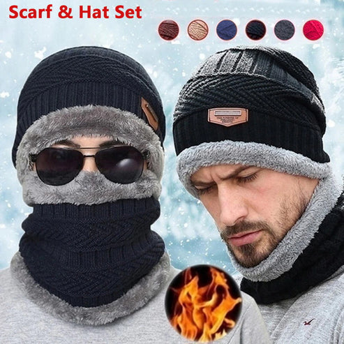 2-Pieces Winter Beanie Hat Scarf Set