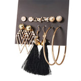 6 Pair Trendy Fashionable Drop Earrings