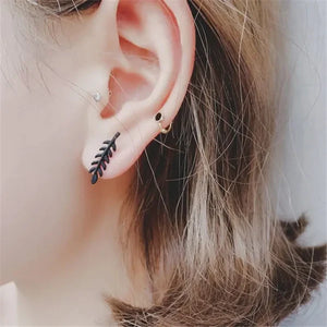 Charming Leafy Design Ear Adornments