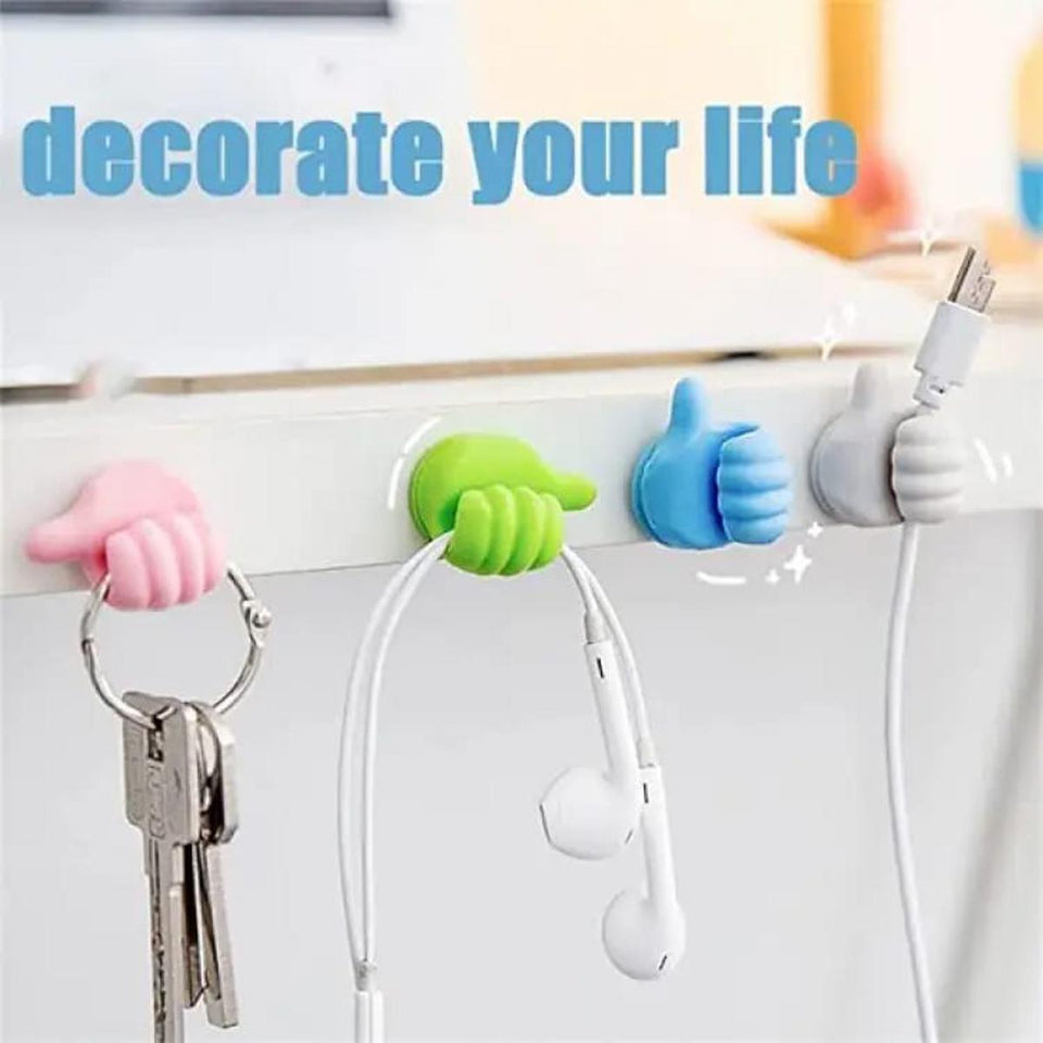 2Pcs Self Adhesive Wall Thumb Hook (Random Colors)