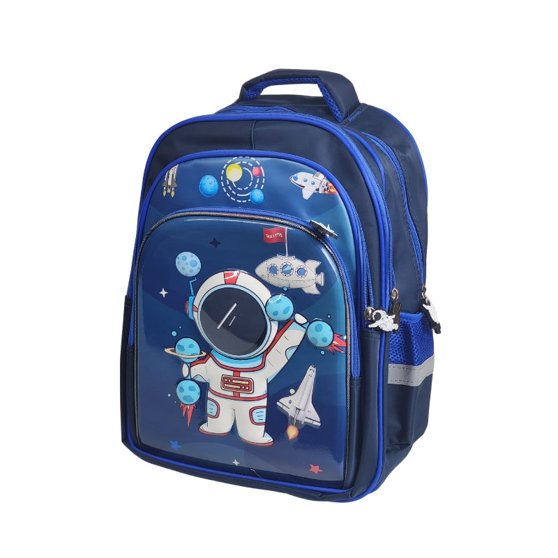 3D Space 16 Inch School Bag & Blue Transparent Water Bottle (GB-2021) (Deal)