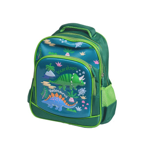 3D Dino 13 Inch School Bag Green Transparent Water Bottle (GB-2020) (Deal)