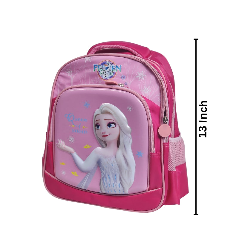 3D Frozen 13 Inch School Bag & Pink Transparent Water Bottle (GB-2020) (Deal)