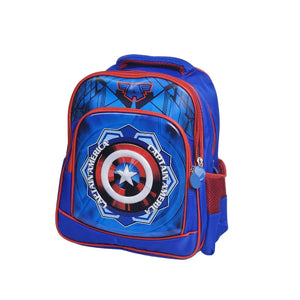 3D Captain America 13 Inch School Bag Blue Transparent Water Bottle (GB-2020) (Deal)