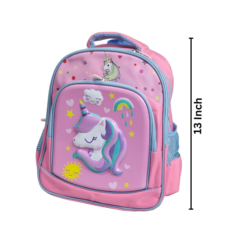 3D Unicorn 13 Inch School Bag & Unicorn Water Bottle(GB-2020) (Deal)