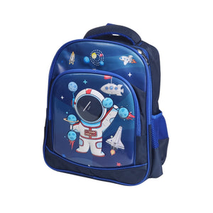 3D Space 13 Inch School Bag & Blue Transparent Water Bottle (GB-2020) (Deal)