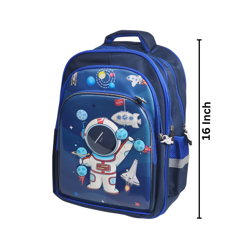 3D Space 16 Inch School Bag & Blue Transparent Water Bottle (GB-2021) (Deal)