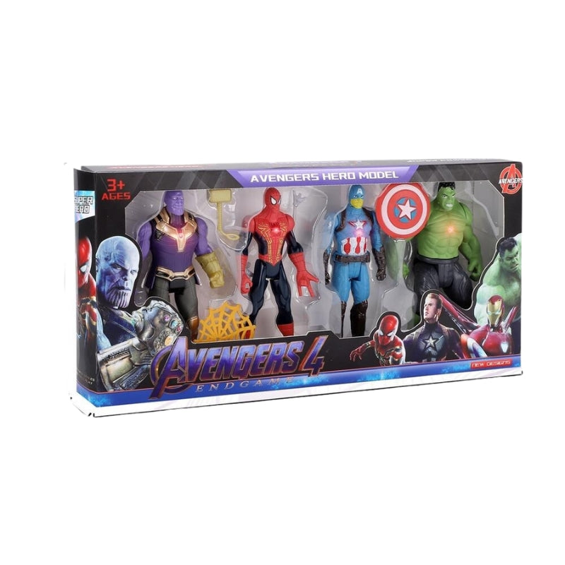 Avengers Action Figures With Light Toy Set For Kids - 4 Pcs