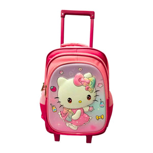 3D 16 Inches Trolley School Bag For Girls