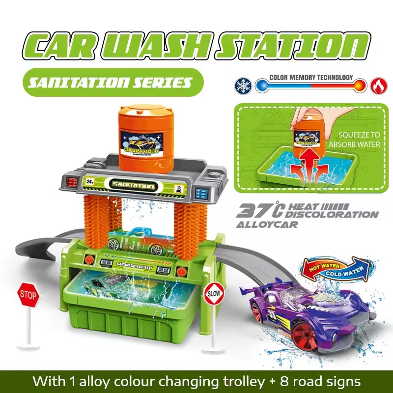 Car Wash Sanitation Set With One Alloy Car Toy For Kids