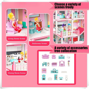 Dreamy Pink Doll House Playset For Kids