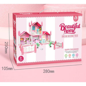 Dreamy Pink Doll House Playset For Kids