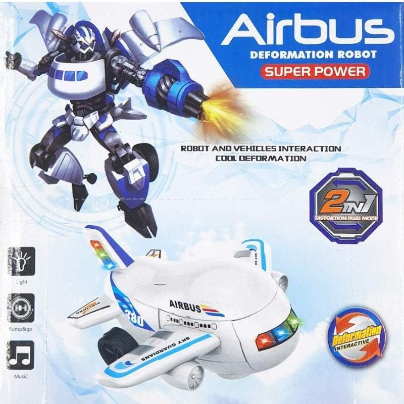 2 In 1 Transformer Airbus Robot Toy With Light And Music For Kids