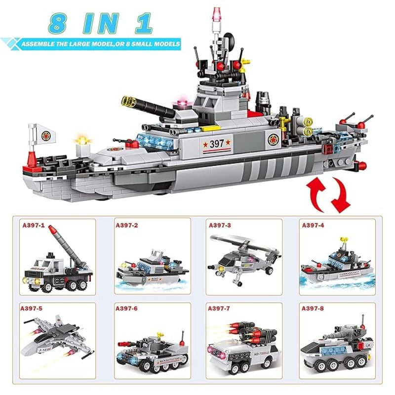 8 In 1 Army Construction Building Shipyard Toy For Kids