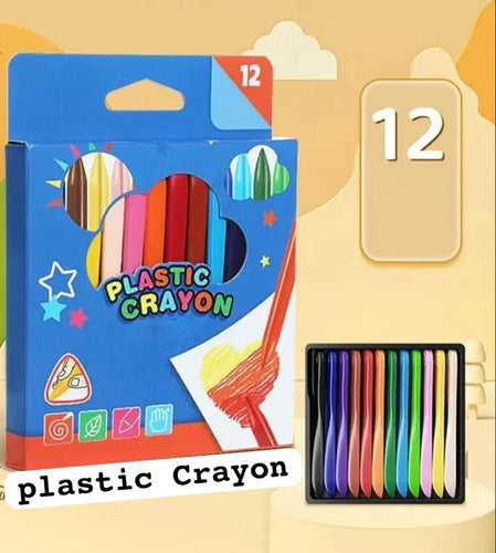 12Pcs Premium Quality Plastic Crayons Pencil