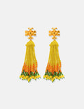 Tory Burch Roxanne Beaded Tassel Clip-on Earrings