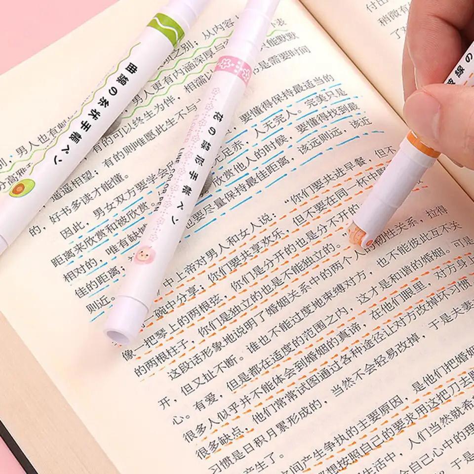 6Pcs Multi-Shaped Highlighting Roller Pens