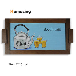 Doodh Patti Kettle Design Tray-Wooden