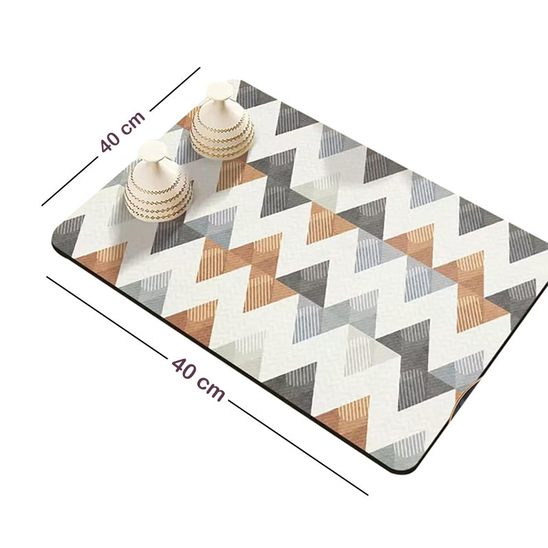 Anti-Slip Dish Drying/Dining Table Mat-Water Absorbent-(Design-C)