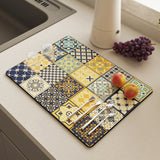 Anti-Slip Dish Drying/Dining Table Mat-Water Absorbent-(Design-B)