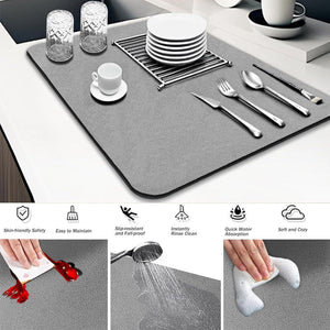 Anti-Slip Dish Drying/Dining Table Mat-Water Absorbent-(Design-E)