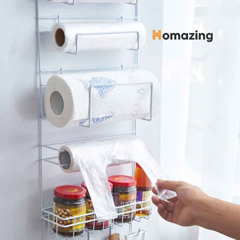 5-Tier Multi-Functional Storage Shelf For Hanging On The Fridge