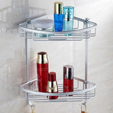 2 Layer Aluminum Steel Corner Bathroom Shelf