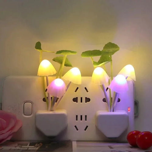 2 Pcs Colorful Sensor LED Mushroom Night Light