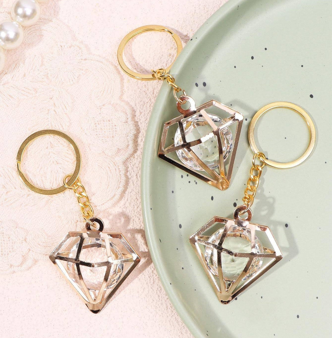 1 Pcs Rhinestone Decor Diamond Shaped Keychain