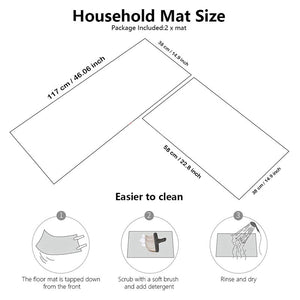 2Pcs Set Kitchen Floor Mat Non Slip-E