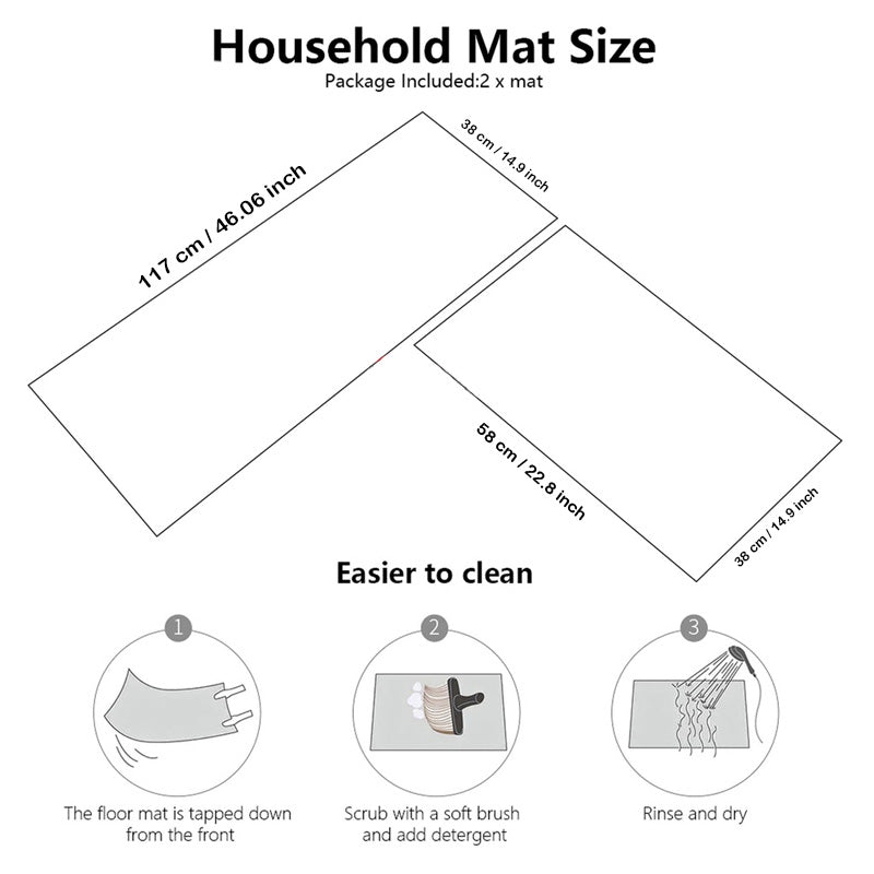 2Pcs Set Kitchen Floor Mat Non Slip-D