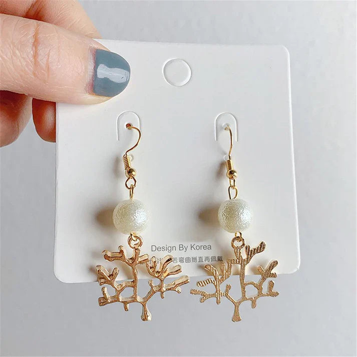 Deluxe Pearl and Coral-Style Earrings