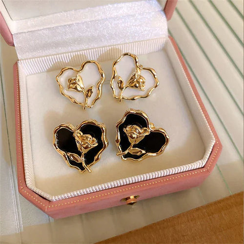 Elegant Heart and Petal Earrings